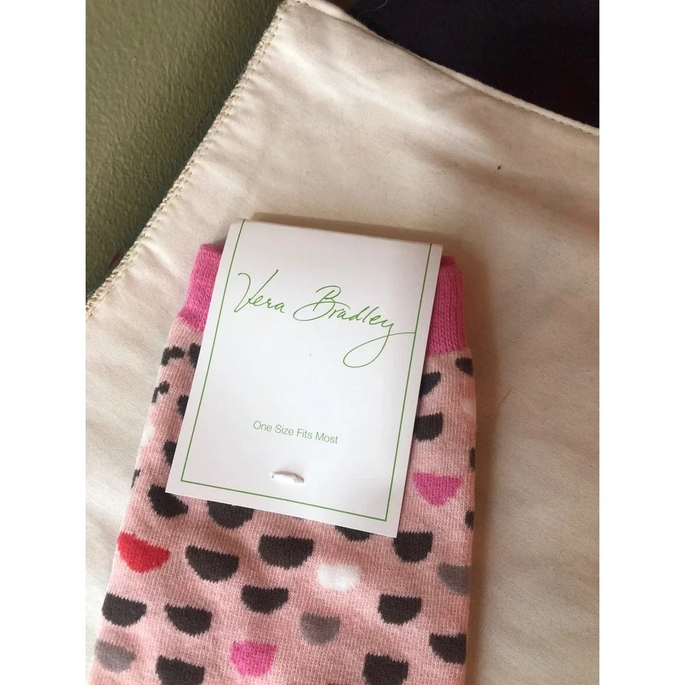 Vera Bradley Blush Half Moons Foxy Socks Pink Crew Socks 15412-562 OSFM NWT